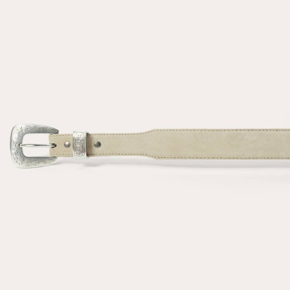 NEW THE GREAT. women's western narrow belt in cream with silver - Picture 2 of 4